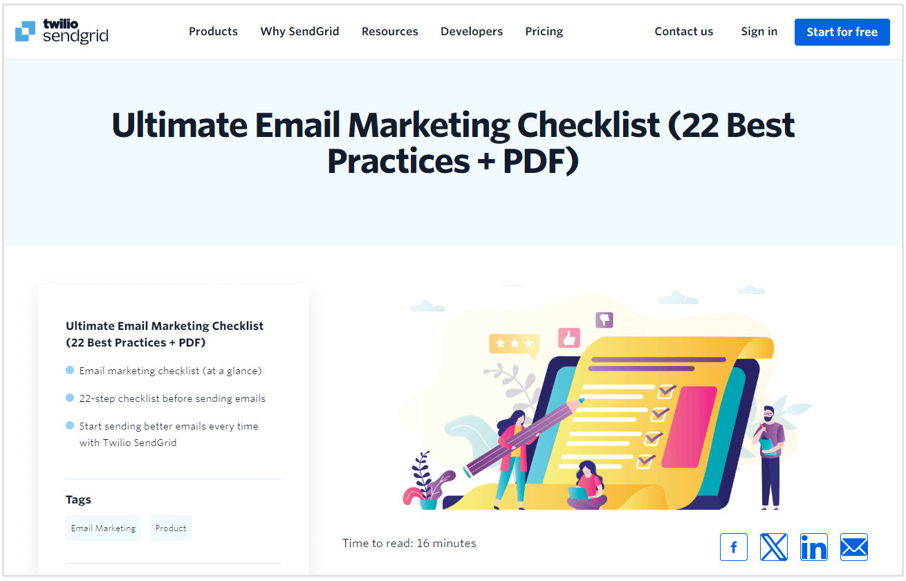 lista di controllo per l'email marketing